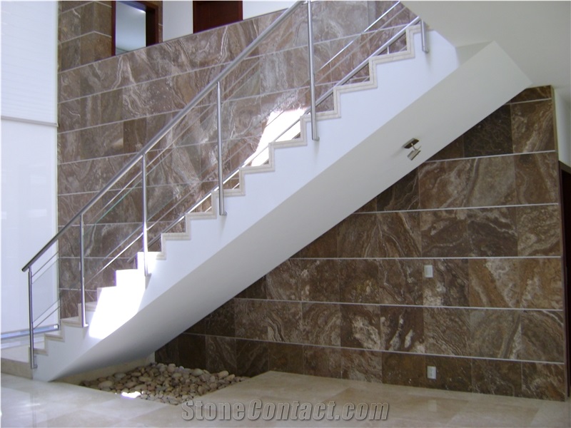 Crater Fantasy Travertine Peru Tiles & Slabs, Brown Travertine Flooring and Walling Tiles Polished