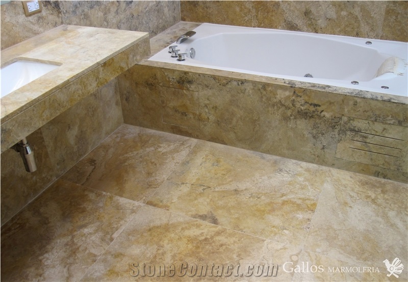 Crema Viejo Travertine Tiles & Slabs, Yellow Travertine Peru Wall Tiles, Floor Tiles