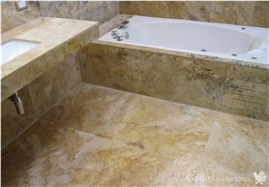 Crema Viejo Travertine Tiles & Slabs, Yellow Travertine Peru Wall Tiles, Floor Tiles