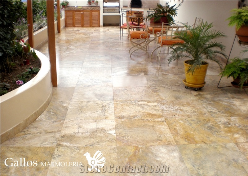Crema Viejo Travertine Tiles & Slabs, Yellow Travertine Peru Wall Tiles, Floor Tiles