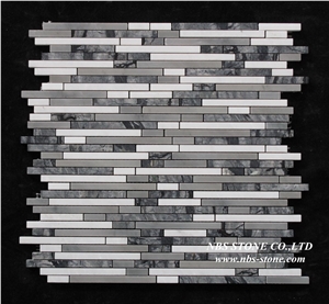 Bathroom Wall Tile Square Glass Mixed with Stone Mosaic