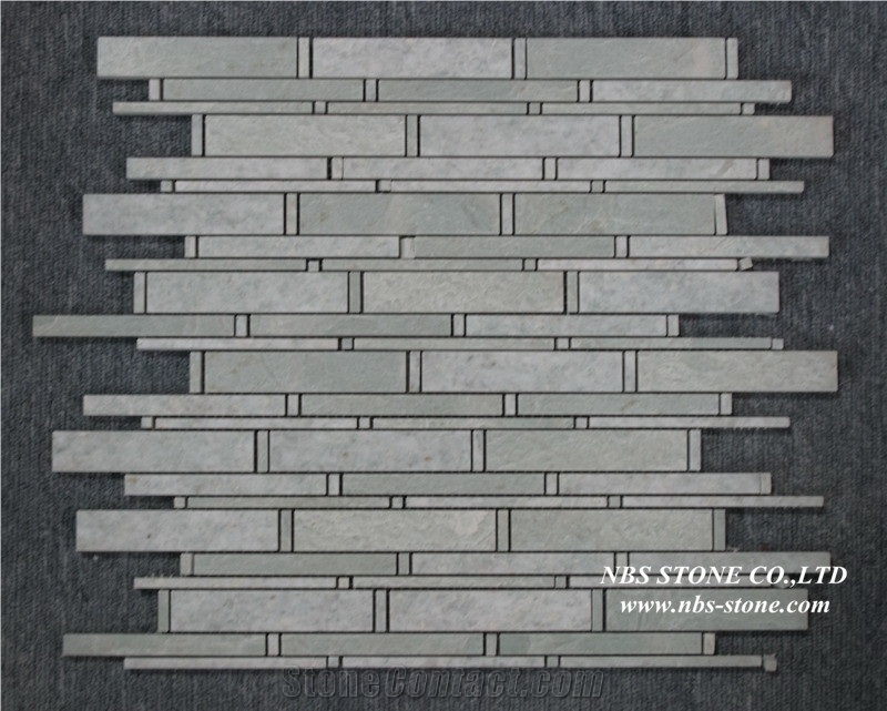 Bathroom Wall Tile Square Glass Mixed with Stone Mosaic