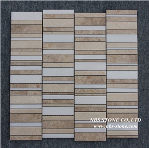 Bathroom Wall Tile Square Glass Mixed with Stone Mosaic