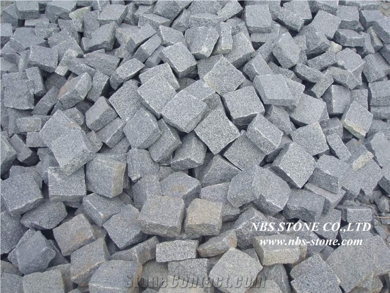 G654 Granite Cobble Stone,Sesame Black Granite Cobble Stone