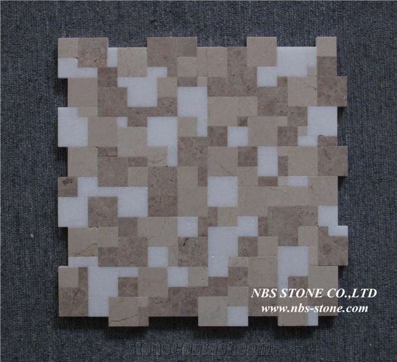 Newest Stone Mosaic,Pebble Stone Mosaic,Long Liner Brown Decorative Wall Tile Glass and Stone Mosaic