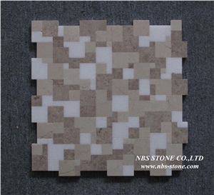 Newest Stone Mosaic,Pebble Stone Mosaic,Long Liner Brown Decorative Wall Tile Glass and Stone Mosaic
