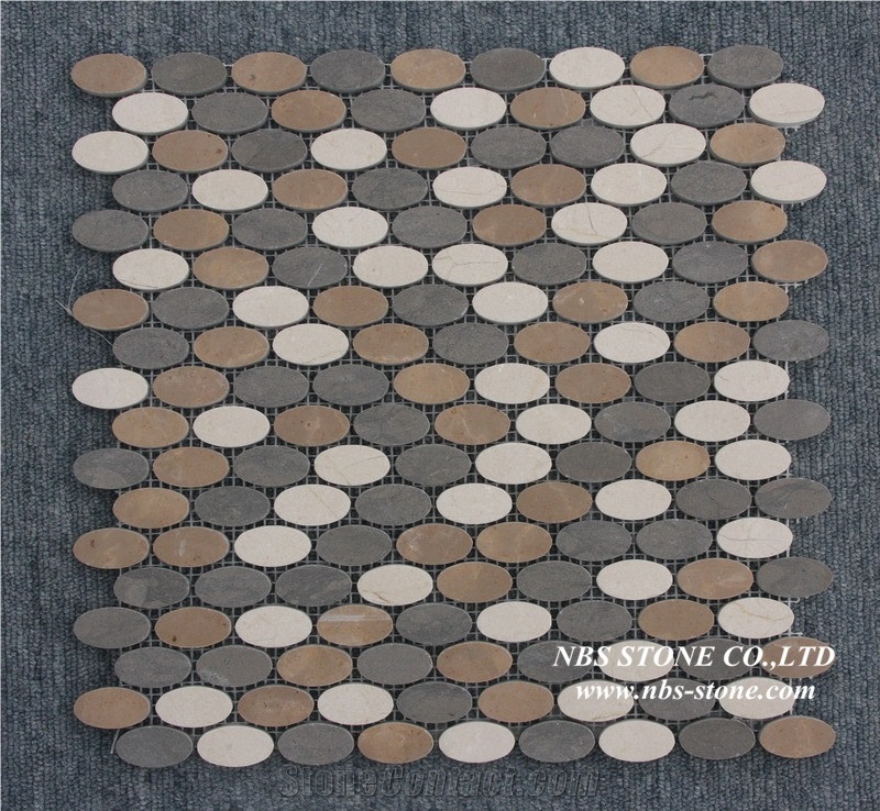 Newest Stone Mosaic,Pebble Stone Mosaic,Long Liner Brown Decorative Wall Tile Glass and Stone Mosaic