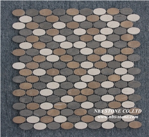 Newest Stone Mosaic,Pebble Stone Mosaic,Long Liner Brown Decorative Wall Tile Glass and Stone Mosaic