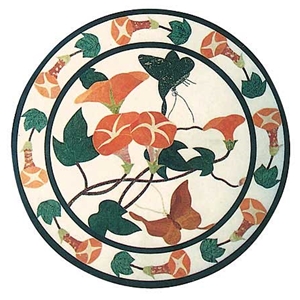 Beige Marble+Green Marble+Red Marble Waterjet Medallion,Marble Round Waterjet Medallion