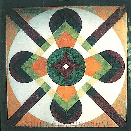 Brown Granite +Green Granite Waterjet Medallion,Square Floor Medallions
