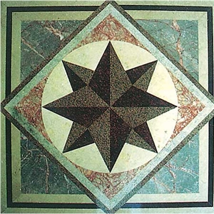 Brown Granite +Green Granite Waterjet Medallion,Square Floor Medallions