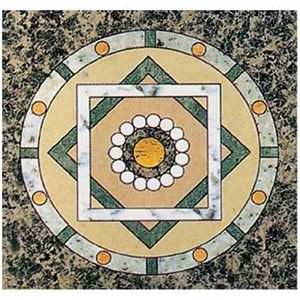 Brown Granite +Green Granite Waterjet Medallion,Square Floor Medallions