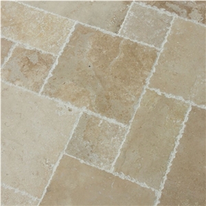 Classic Light Travertine and Walnut Travertine Mini Pattern - Chiseled Edge