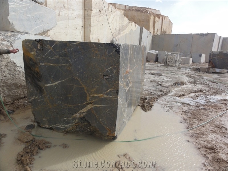 Gold&Black Marble Block/Gold Marble/Black Marble/Portoro Marble/Gold Vein Marble
