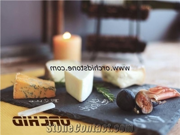 Black Slate Cheese Plates Markers, China Black Slate Plates