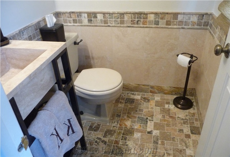Mocha Onyx Travertine Bathroom Floor Tiles