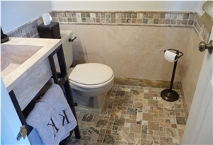 Mocha Onyx Travertine Bathroom Floor Tiles