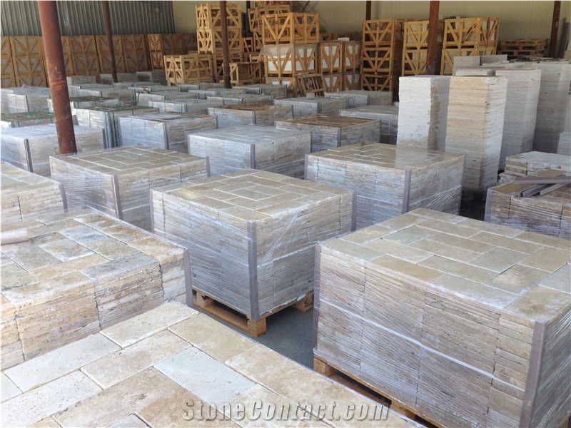 Classic Light, Ivory, Noce, Rustic, Walnut Travertines, Paver - 6x12" (150x305x30 Mm) Stockyard