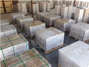 Classic Light, Ivory, Noce, Rustic, Walnut Travertines, Pavers - 6x12" (150x305x30 mm Tumbled) Stockyard View
