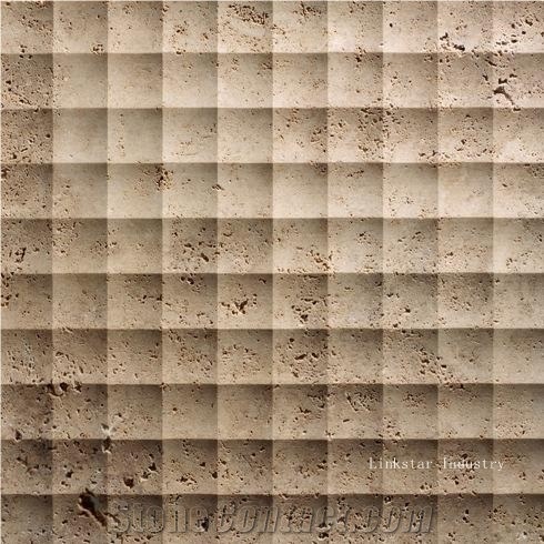3d Natural Beige Travertine Interior Feature Walls Panels