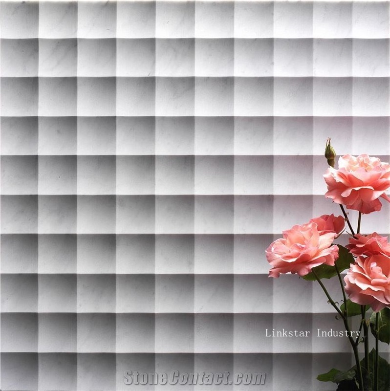Natural White Marble 3d Internal Wall Panels, White Marble Building & Walling