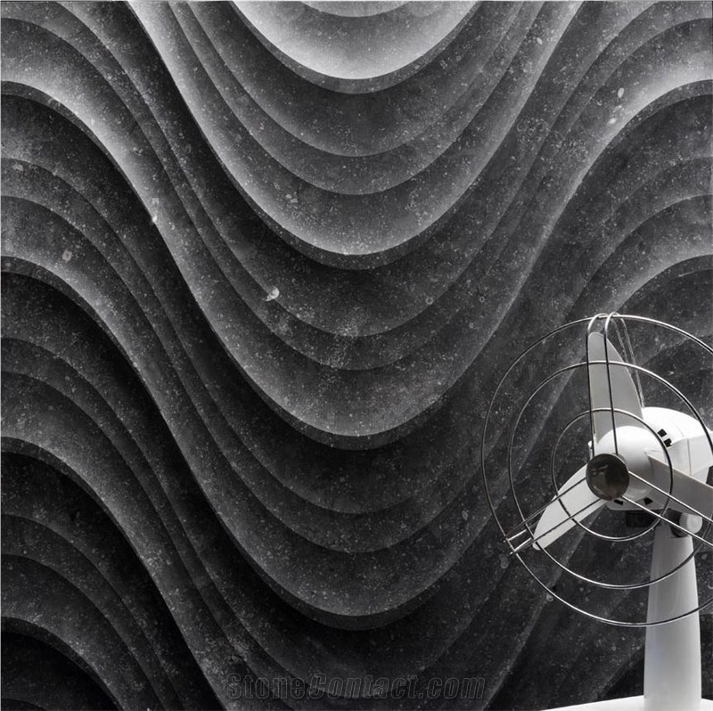 3d Wavy Black Stone Design Textures Tile