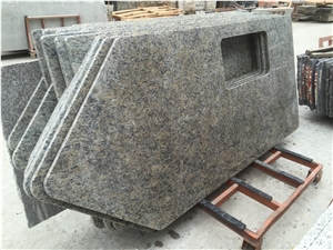 Giallo Real Cecilia Granite Kitchen Countertops,Yellow Granite Kitchen Countertops,Santa Cecilia Light Granite Kitchen Countertops,Island Tops ,Kitchen Work Tops,Usa Contertops