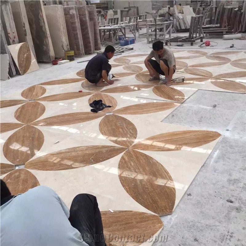 Handmade Decoratie Stone,Mosaic Stone Tile,Mosaic Paving Stone,Mosaic Leaf Pattern Border Design,Mosaic Flower Pattern Desgin,
