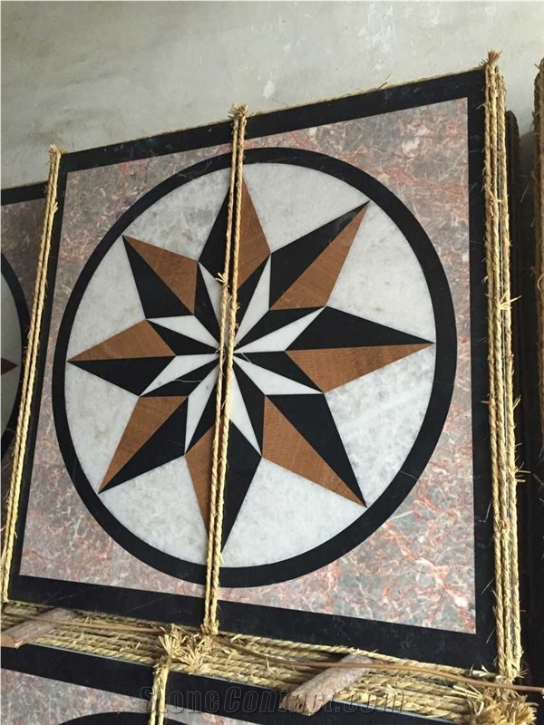 Handmade Decoratie Stone,Mosaic Stone Tile,Mosaic Paving Stone,Mosaic Leaf Pattern Border Design,Mosaic Flower Pattern Desgin,