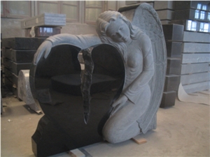 Shanxi Black Granite Tomstone & Monument,China Black Granite Monument,Heart Tomstone,Black Granite Cross Tomstone