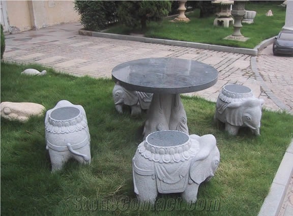 Stone Table and Chair,Garden Bench Sets,Outdoor Chairs,Polished Granite Table Sets,Table and Benches