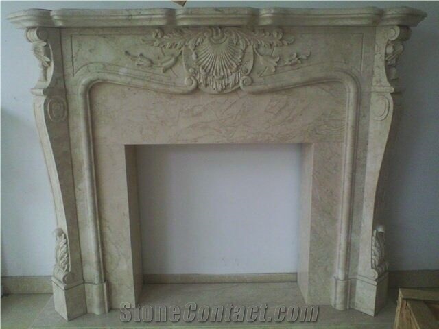 Western Style Fireplace,China Beige Marble Fireplace