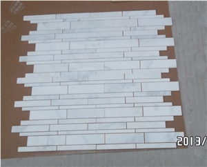 Bianco Carara White Marble Mosaic Herringbone Pattern