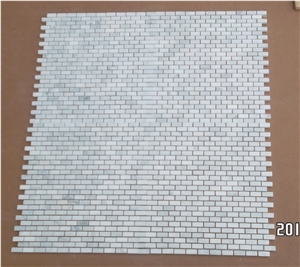 Bianco Carara White Marble Mosaic Herringbone Pattern