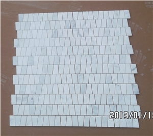 Bianco Carara White Marble Mosaic Herringbone Pattern