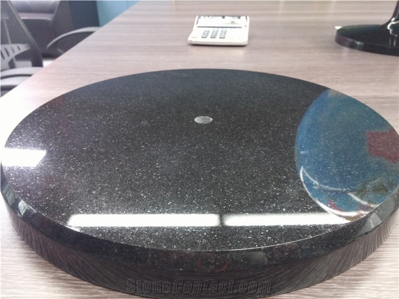 Natural Granite Indian Black Galaxy Round Lamp Base, Black Galaxy Granite Home Decor