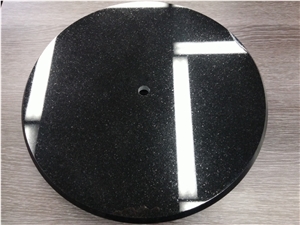 Natural Granite Indian Black Galaxy Round Lamp Base, Black Galaxy Granite Home Decor