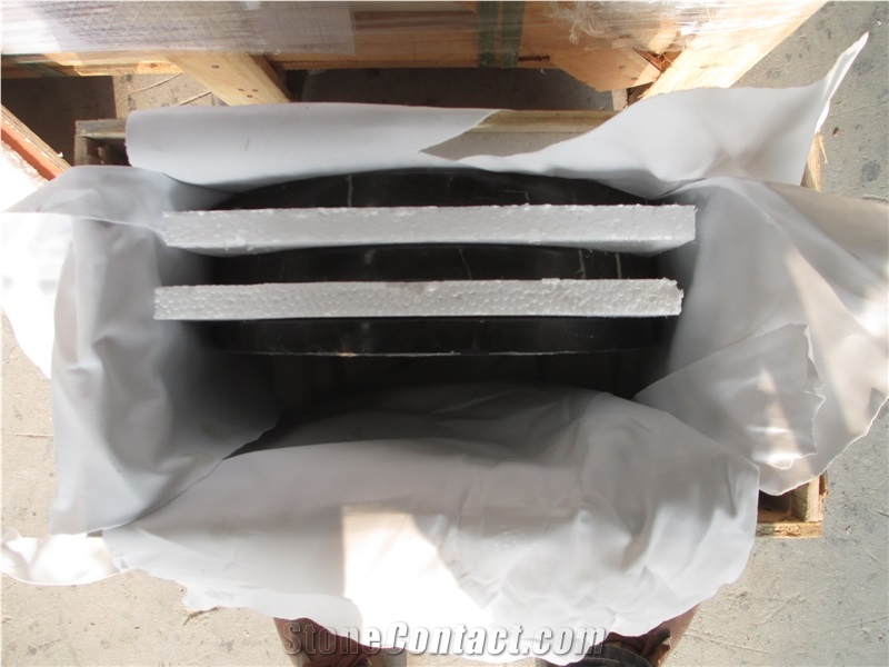Natural Granite Indian Black Galaxy Round Lamp Base, Black Galaxy Granite Home Decor