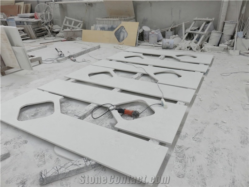 Very Popular Snow White Quartzite Countertop Bar Top Kitchen Designed