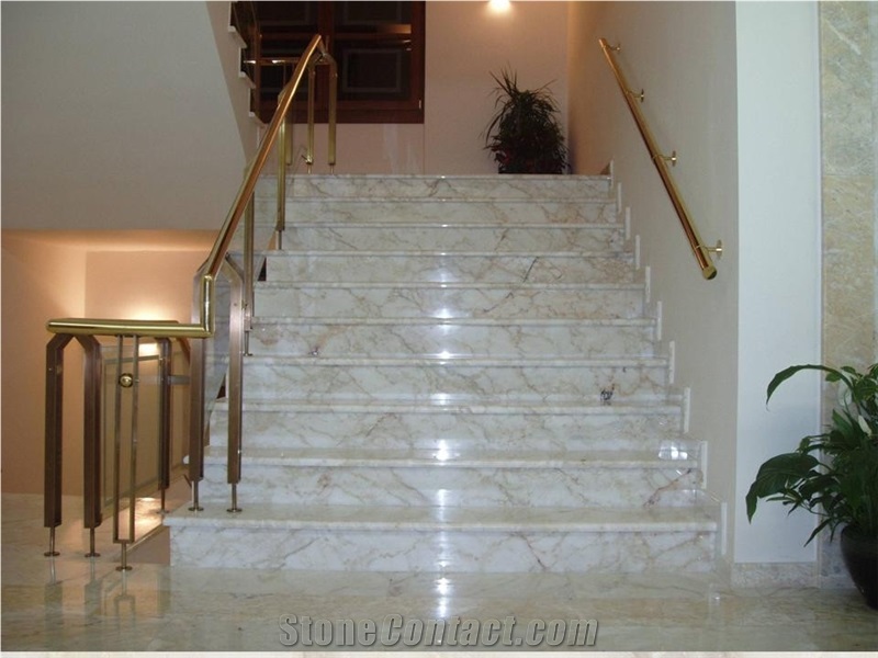 Yellow Whitish Marble Staircase Greece