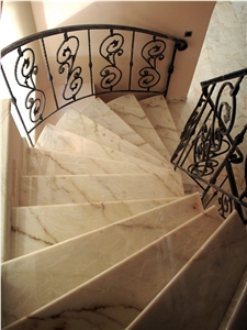 Yellow Whitish Marble Staircase Greece