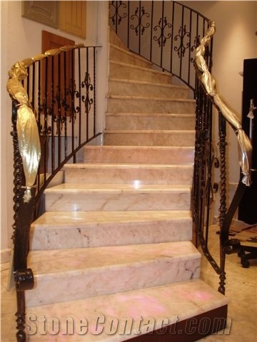 Yellow Whitish Marble Staircase Greece