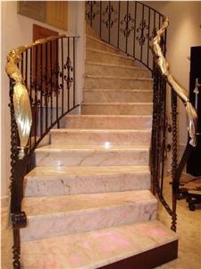 Yellow Whitish Marble Staircase Greece