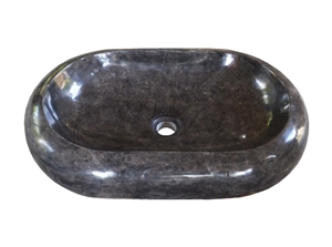Black Marble Sink Donat Oval Polished Indonesia