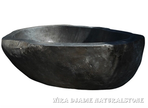Grey Basalt Bathtub River Stone Inside Natural