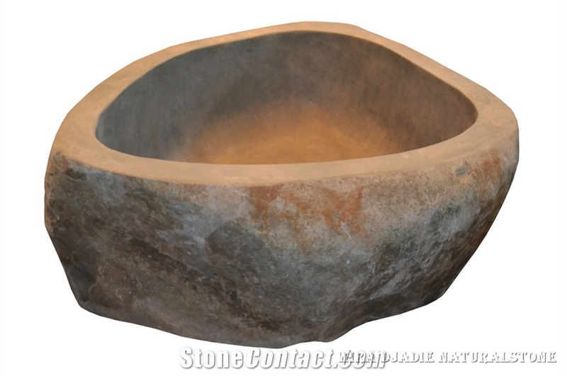 Grey Basalt Bathtub River Stone Inside Natural