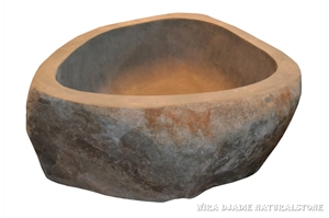 Grey Basalt Bathtub River Stone Inside Natural