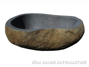 Grey Basalt Bathtub River Stone Inside Natural