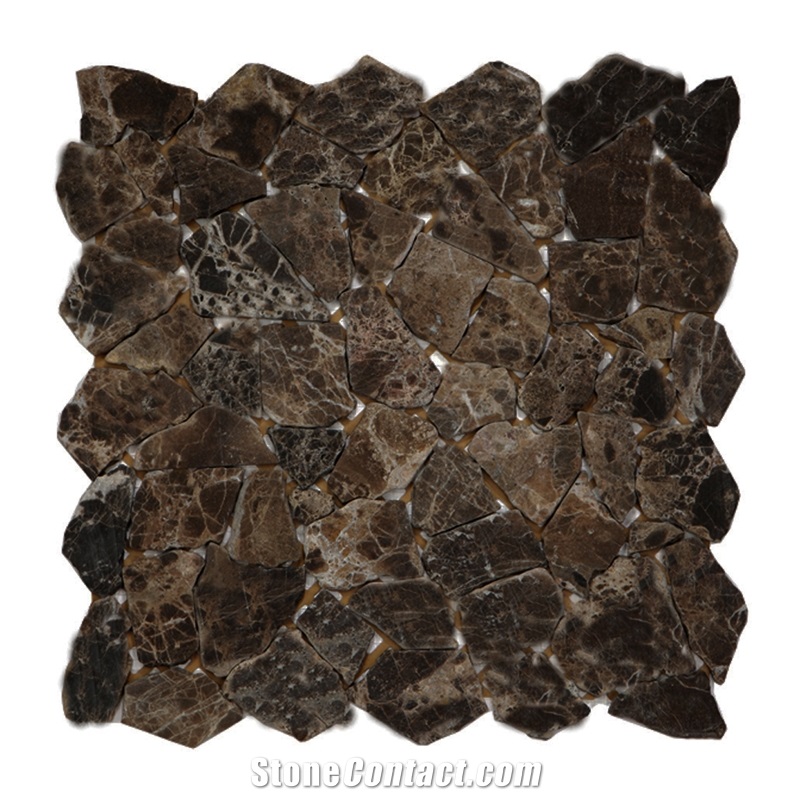 Mosaic Marble Irregular Marmor Bruch Emperador, Brown Marble Mosaic Spain