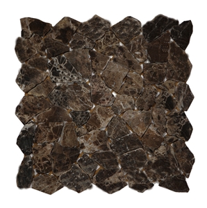 Mosaic Marble Irregular Marmor Bruch Emperador, Brown Marble Mosaic Spain